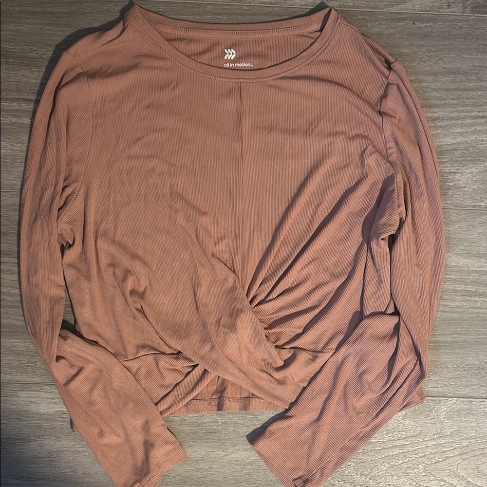 Front tie light pink workout long sleeve